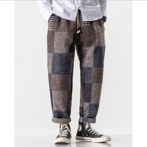Men's Patchwork Pants - Blue and Gray
